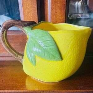 1960’s Hand-painted, Lemon-shaped Ceramic Pitcher